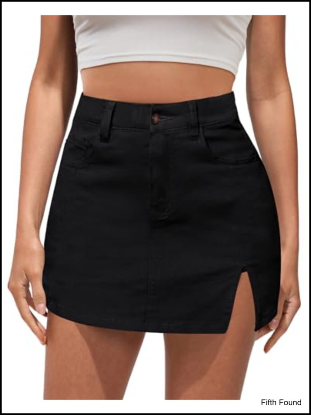 High Waisted Jean Skort with Slit Trendy Summer Skorts